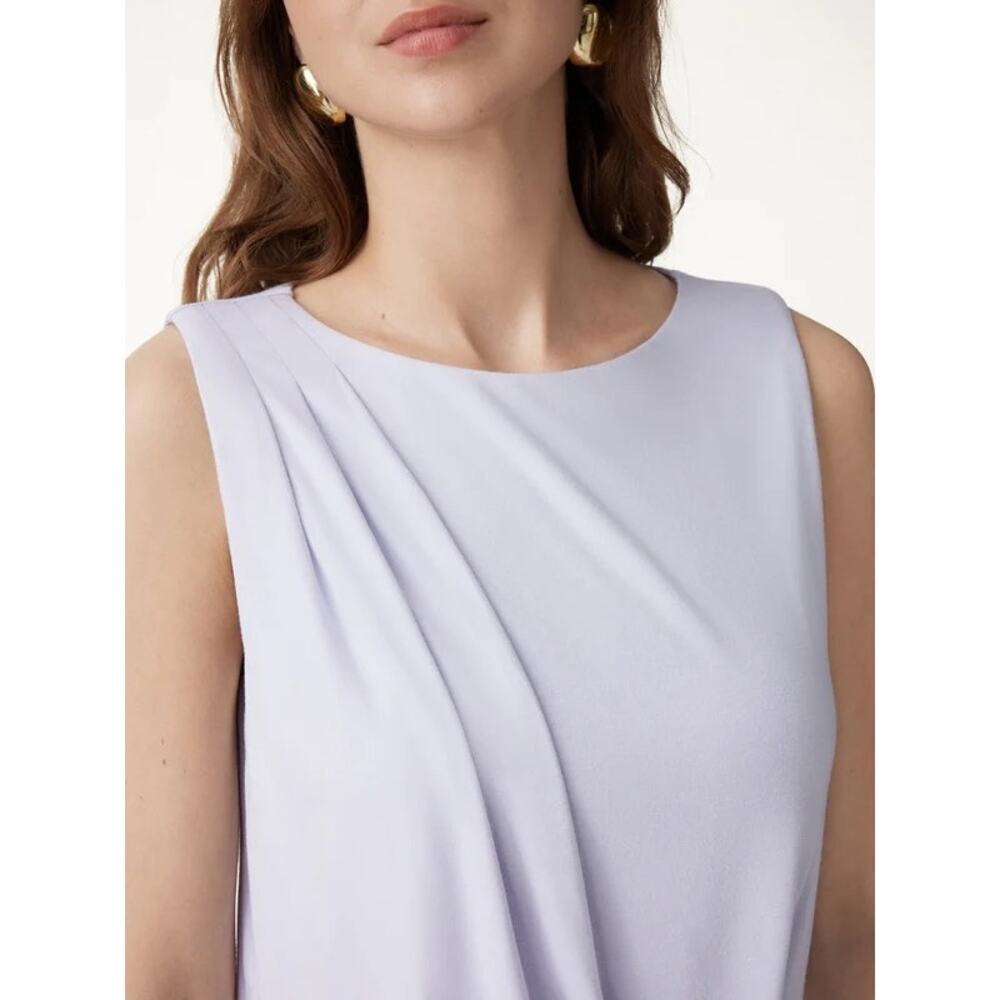NWT OGL CoolTouch Boatneck Gathered Hem Cropped Bubble Top Fog Cream Tan XS $60 - Picture 5 of 8